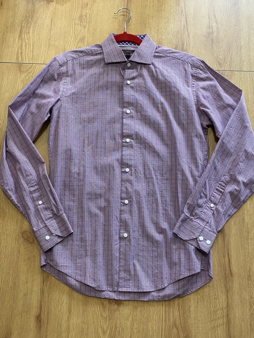 Ben Sherman Men's Button-Up Dress Shirt in Plum Stripe